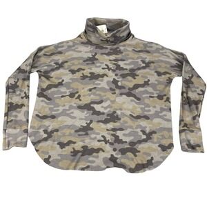 Michael Stars Marcy Camo Thermal Tunic Top Lunar Camo Grey Woman's L